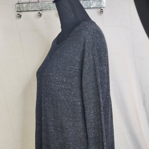 Banana Republic Grey Black White Flecks Center Seam Cotton Poly LS Sweater Sz M - Picture 8 of 16